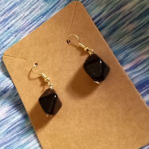 Hand Crafted Black diamond crystal and gold plated statement drop earrings